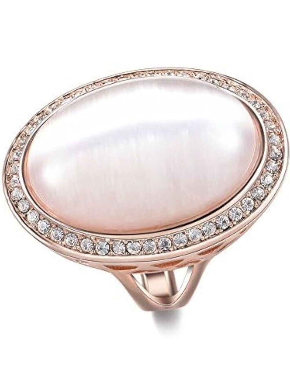 Rose Gold Plated Ring with Round Cat's Eye Stone